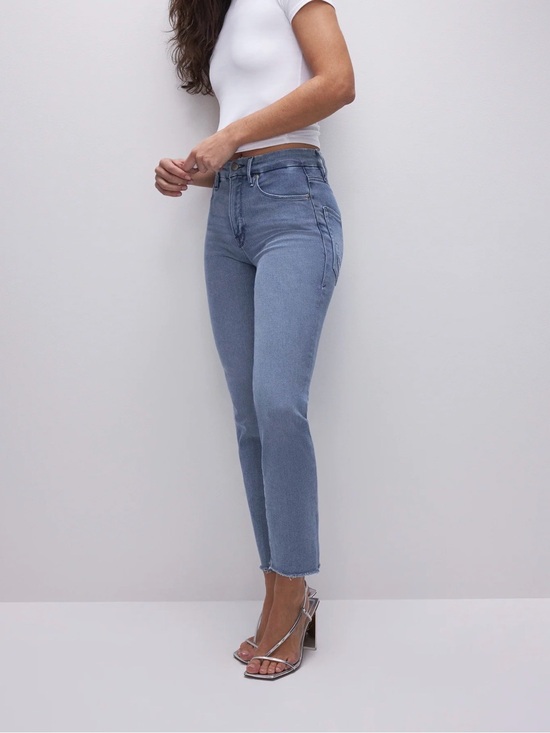 Good American Denim - Good American High-Rise Good Legs Straight Jeans in Light Blue